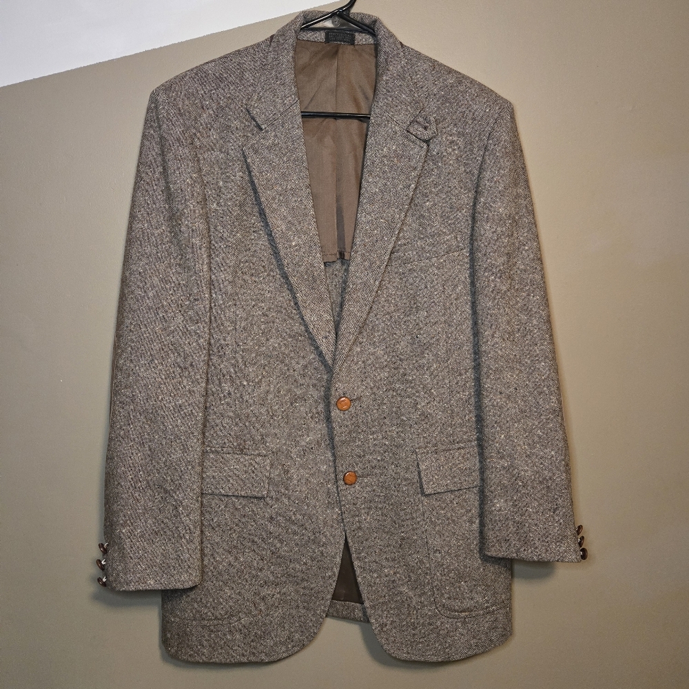 Vintage Saxony Hall Men's Superior Tweed Sport Coat Blazer Elbow Patches Large